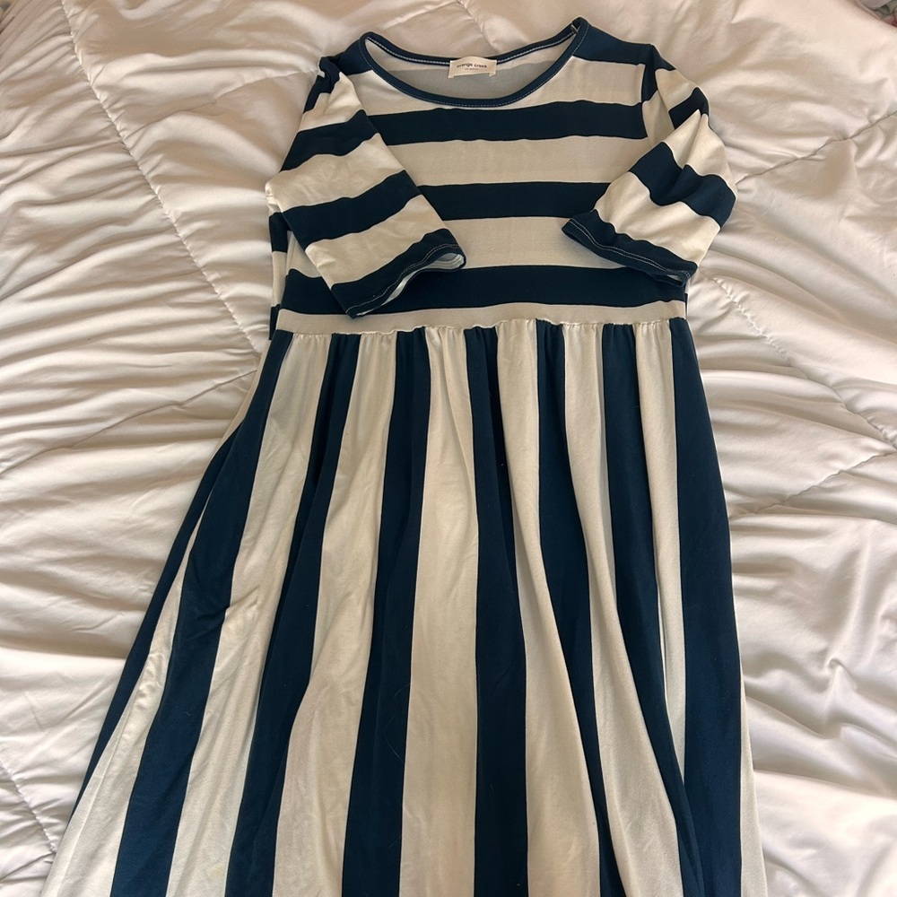 Orange creek Navy and White Striped Dress